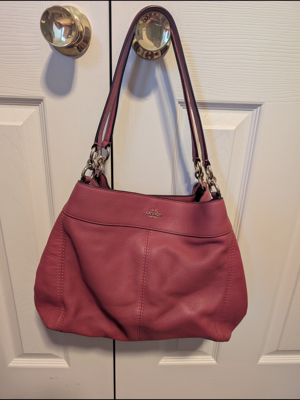 Coach Pebbled Leather Shoulder Bag in Dusty Rose Pink